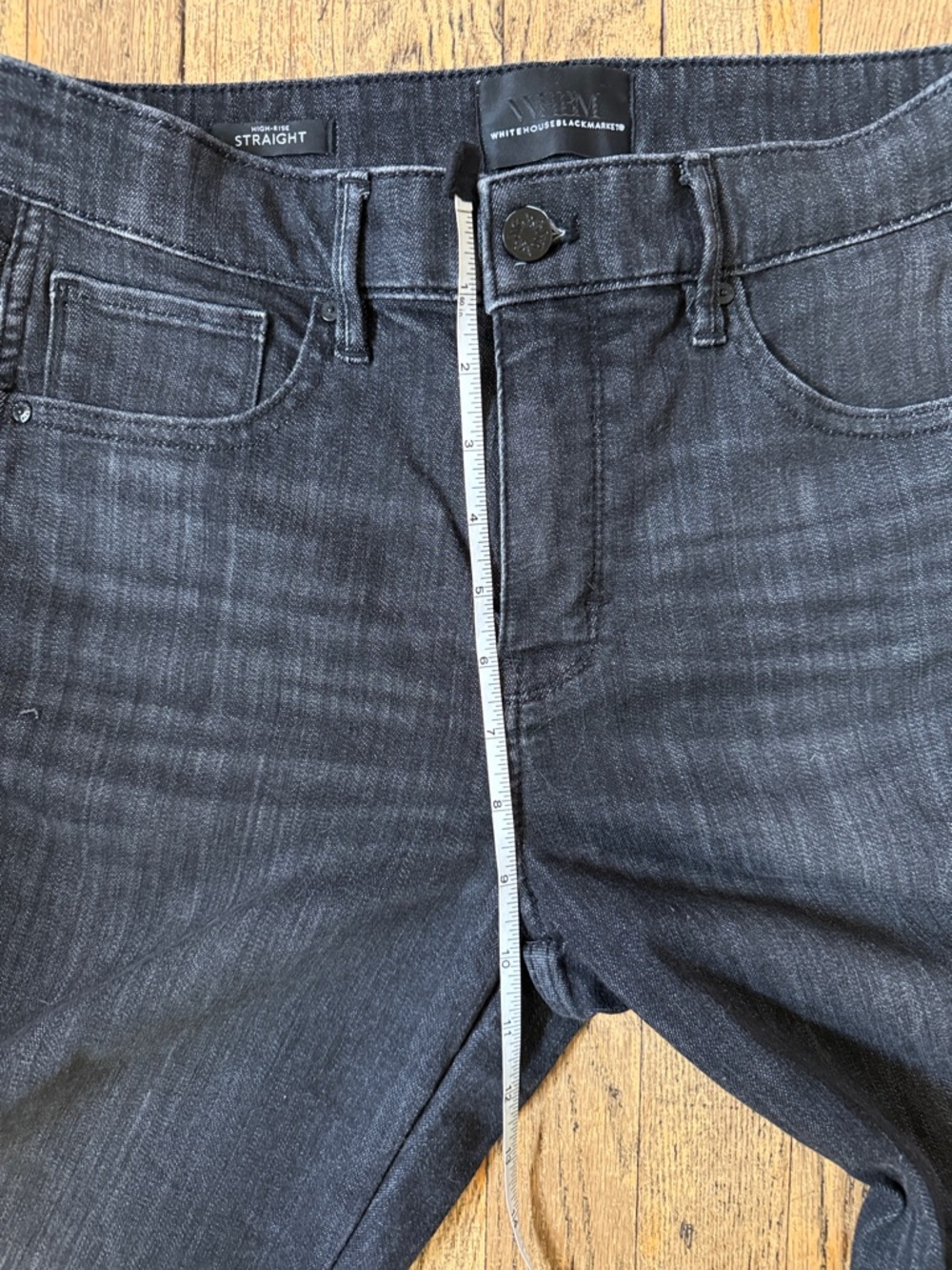White House Black Size 6 Market Dark Wash High Rise Straight Leg Denim Jeans - Picture 8 of 9